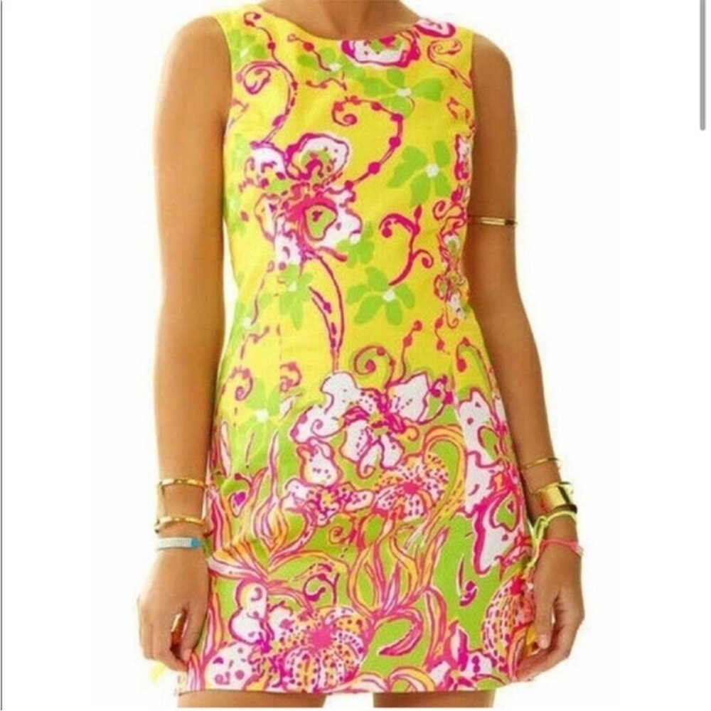 Lilly Pulitzer Delia Sunglow Yellow Southernmost Point Print Shift Dress 2